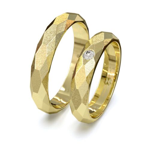 Argollas de Matrimonio Inglés Martillada Oro Amarillo 18kt
