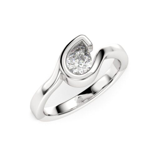 Anillo de Compromiso Solitario Ondina Platino
