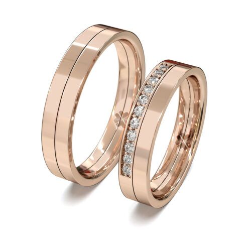 Argollas de Matrimonio Plana Duo Oro Rosa 18kt