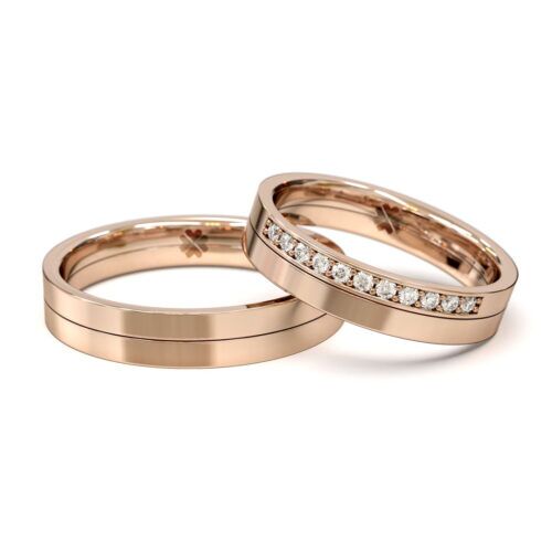 Argollas de Matrimonio Plana Duo Oro Rosa 18kt
